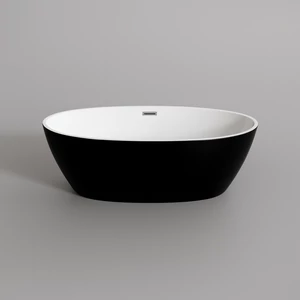 OVAL wanna wolnostojąca, czarno-biała, 155x80x58 cm