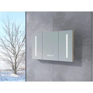 Vicenza Sonoma Trzydrzwiowa szafa z lustrem, LED 100 cm