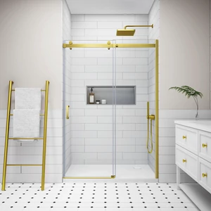 Milano Gold toló drzwi prysznicowe przesuwne, 120x195cm, 8mm