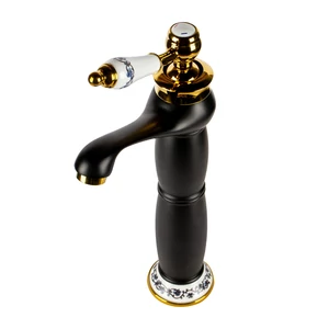 Izmir Black & Gold Podwyższona retro bateria umywalkowa