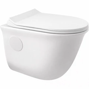 FRANKFURT || Wisząca miska WC z głębokim spłukiwaniem i deską slim, ceramika, biały
