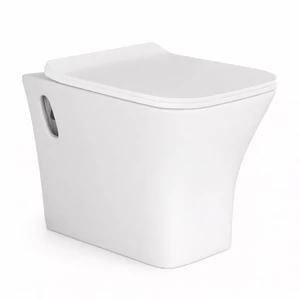 OSLO || Wisząca miska WC z głębokim spłukiwaniem i deską slim, ceramika, biały