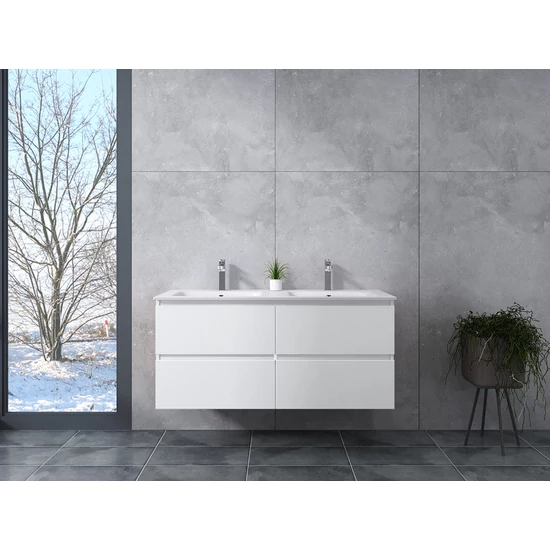 Dijon White Szafka łazienkowa z umywalką 120cm