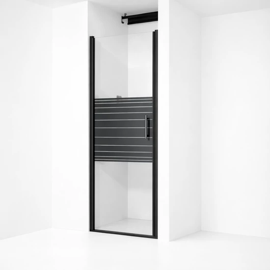 Madeira Black Pattern 80 drzwi prysznicowe otwierane, 190cm, 6mm