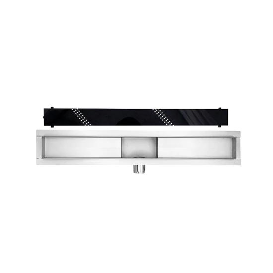 Granada odpływ prysznicowy z czarnym szkłem, 60 cm