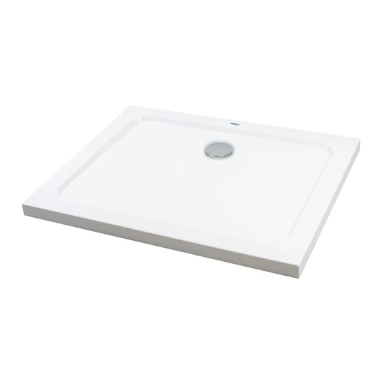 Coria 80x120x5 cm Kwadratowy brodzik akrylowy z syfonem