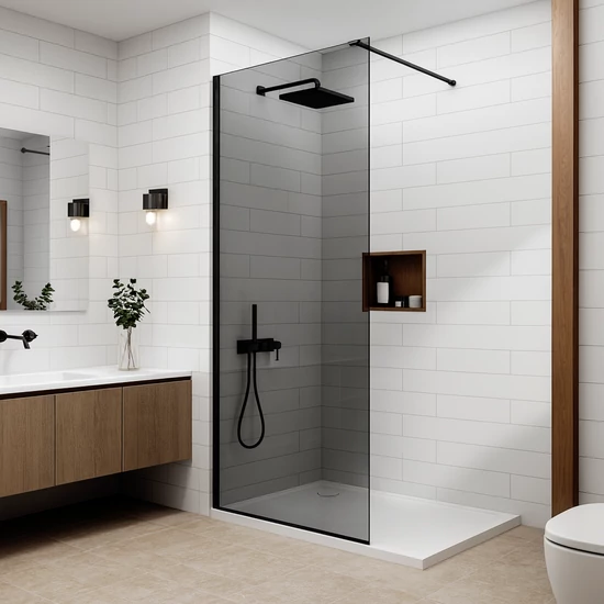 Walk-in Black ścianka prysznicowa, z przydymionym szkłem 80, 200cm, 8mm