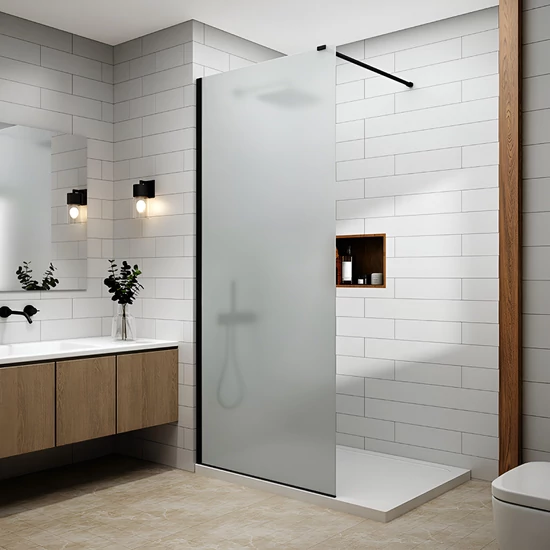 Walk-in Black ścianka prysznicowa, ze szkłem matowym, trawionym kwasem 50, 200cm, 8mm
