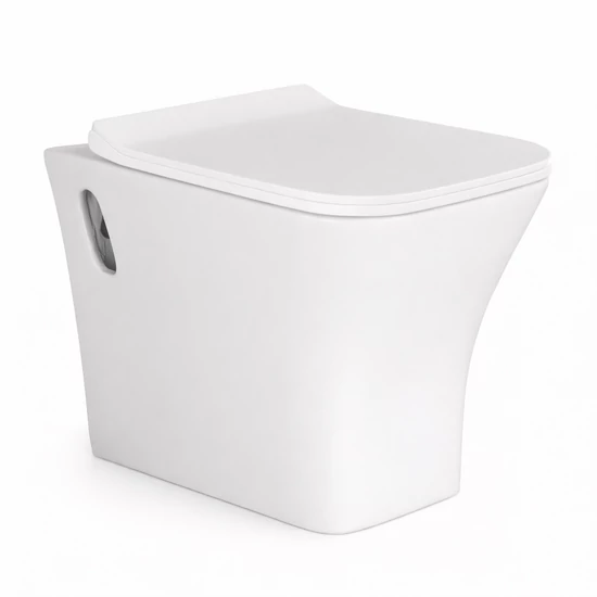 OSLO || Wisząca miska WC z głębokim spłukiwaniem i deską slim, ceramika, biały