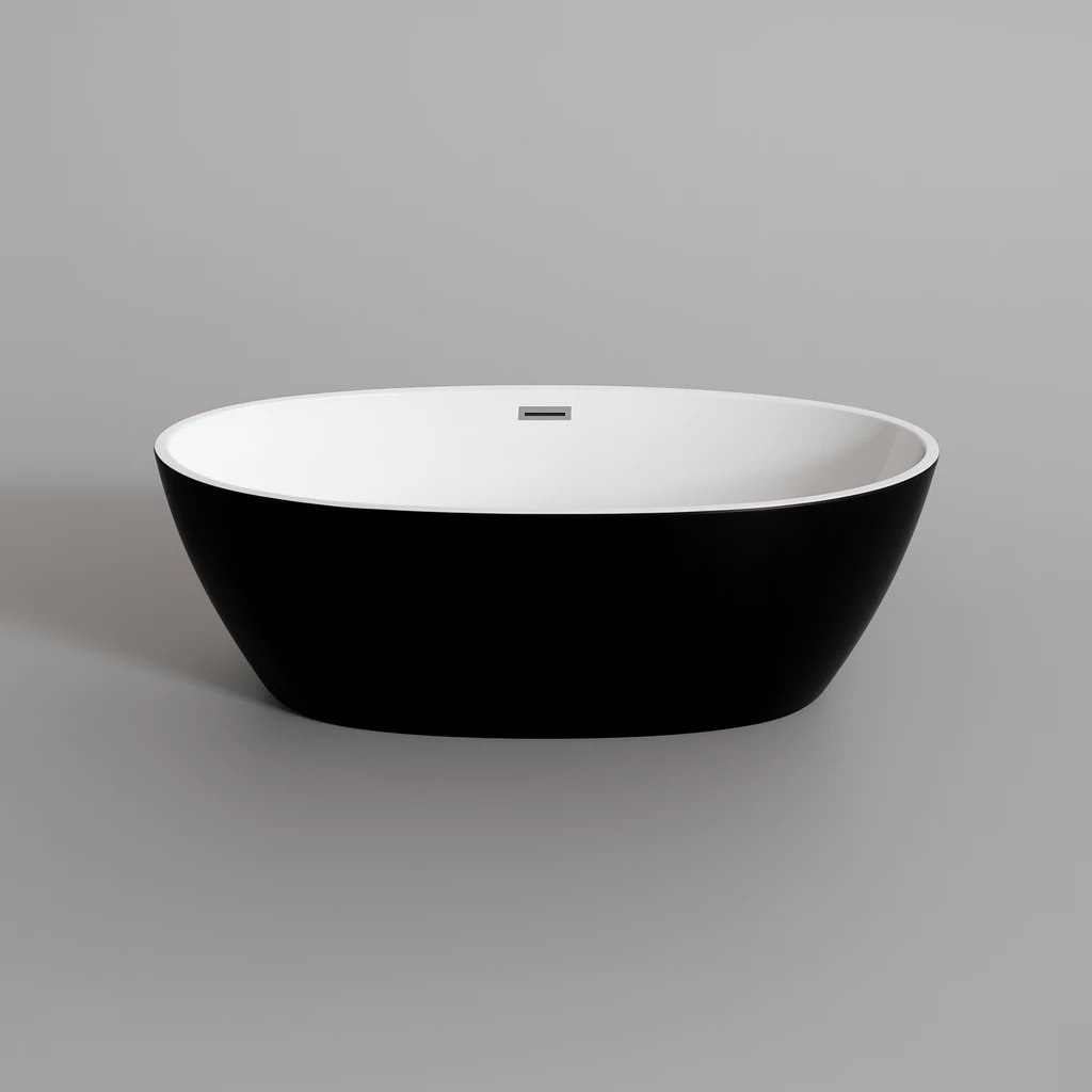 OVAL wanna wolnostojąca, czarno-biała, 155x80x58 cm