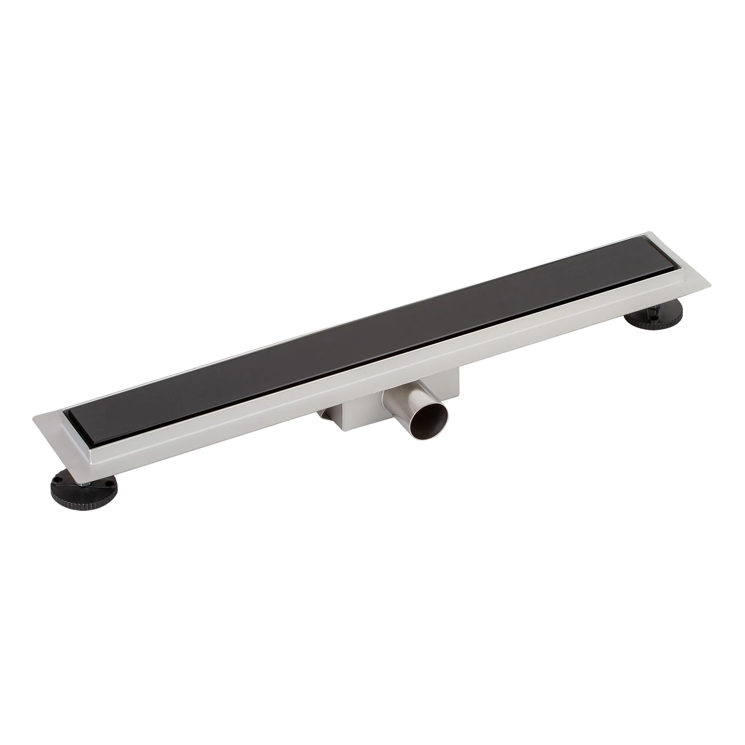 Granada odpływ prysznicowy z czarnym szkłem, 60 cm